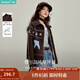 茵曼（INMAN）2025秋冬女裝新款提花翻領毛衣寬松保暖針織開衫外套 咖色 L