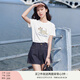 香影白色正肩短袖t恤女2025夏季新款卡通刺繡小個子休閑小狗上衣 白色 M 160/84A/95-110斤