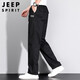 JEEP SPIRIT吉普休閑褲男春夏季直筒褲子男士寬松純色百搭男褲 黑色 XL