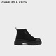 CHARLES&KEITH高幫帆布系帶馬丁靴女生日禮物CK1-90380136 Black黑色 38