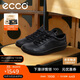 愛(ài)步（ECCO）板鞋男 軟底舒適輕盈牛皮系帶休閑鞋 柔酷537764 黑色40 HL