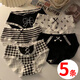 妙奕嘉黑色內(nèi)褲女春夏季中低腰女士三角褲性感少女日系可愛女生褲頭純欲 黑白系列蝴蝶結(jié)內(nèi)褲【5條裝】 5條 XL 【建議105-120斤】