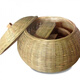 潤華年純手工家用南瓜籃帶蓋子編織竹編籃子竹編制作儲物收納筐雞蛋竹筐 直徑18厘米南瓜盒 大號