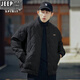 JEEP SPIRIT菱形格棉服男冬季棒球服夾棉外套加厚夾克棉衣秋冬款棉襖 黑色 XL