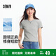森馬（Semir）涼感T|短袖T恤女短款刺繡修身2025基礎(chǔ)圓領(lǐng)正肩夏裝109325100007