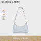 CHARLES&KEITH拉鏈簡(jiǎn)約通勤輕便鏈條腋下包生日禮物CK2-20271604 Sea Salt Blue海鹽藍（新色） S