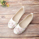 啄木鳥(niǎo)2025春夏款老北京布鞋復古刺繡花鞋防滑平底漢服舞蹈民族風(fēng)女單鞋 白色 37