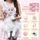 仿真貓咪背包布偶貓包三花小貓玩偶毛絨玩具女孩生日禮物送女朋友 布偶貓背包【粉JK+白色婚紗圍脖】 50*15cm 【禮盒款】