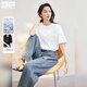 對白【抗菌】撞色寬松短袖t恤女2026新款夏季設計感棉質(zhì)白色上衣 月光白 L