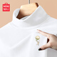 名創(chuàng  )優(yōu)品（MINISO）半高領(lǐng)打底衫女2025秋冬季新款雙面絨內搭長(cháng)袖上衣德絨長(cháng)袖t恤衫 【加絨半高領(lǐng)】白色(木棉羊胸標) XL (體重130-150斤)