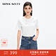 MISS SIXTYT恤女重工釘珠圓領(lǐng)短袖純棉寬松直筒顯瘦 米白 S