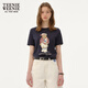 Teenie Weenie短袖T恤女夏裝印花圓領(lǐng)簡(jiǎn)約T恤上衣女 藏青色 S (160)