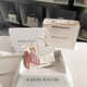 CAEISL & KCIEL小&ck2025新款女包七夕情人節禮物高級漸變粉流蘇斜挎小方包 白色方扣