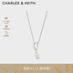 CHARLES&KEITH月光謐語簡約仿珍珠掛墜項鏈生日禮物CK5-22120406 Silver銀色 47.5cm 1個