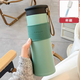 波比熊簡(jiǎn)約保溫杯女高顏值學(xué)生濾網(wǎng)泡茶水杯男士304不銹鋼便攜車(chē)載杯子 大號凡森青+杯刷貼紙 500ml