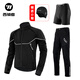 西騎者（WestBiking）騎行服秋冬季套裝男女款抓絨保暖衣服長(cháng)袖長(cháng)褲內褲防風(fēng)防寒套裝 黑白套裝-內褲帶護墊-男款 XL