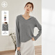 對白（DUIBAI）【AN大碼系列】【多色可選】連帽衛衣胖mm春季帽衫慵懶套頭針織衫 花灰色 L 建議體重125-135