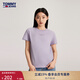 TOMMY JEANS【美式休閑】春夏女裝純棉平紋針織純色打底刺繡短袖T恤上衣 淺紫色W06 S