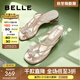 百麗（Belle）夾腳人字拖女商場(chǎng)同款水鉆休閑拖鞋A9J1DBL4 銀色-粗跟款 36 (230mm)