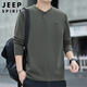JEEP SPIRIT吉普長(cháng)袖T恤男秋冬季男士休閑寬松男裝純色上衣服打底衫 軍綠 XL