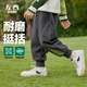 左西男童褲子秋裝2025新款兒童運(yùn)動(dòng)褲衛(wèi)褲春秋男孩束腳褲 深灰色 160