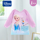 迪士尼兒童罩衣秋冬1-2-4歲嬰兒防水圍兜寶寶吃飯燈芯絨反穿衣 藍紫艾莎 L（4-6歲）（身高110-130cm）