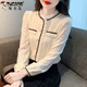 啄木鳥(niǎo)洋氣減齡長(cháng)袖上衣服女裝2025年秋季冬季新款加絨打底蕾絲小衫內搭 杏色 XL 115-125斤