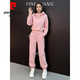 皮爾卡丹粉色運(yùn)動(dòng)時(shí)尚衛(wèi)衣套裝女早秋新款連帽上衣休閑褲兩件套潮 粉色套裝 (春秋無(wú)絨款) M (100-112斤)