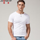 簡(jiǎn)束緊身短袖t恤男亨利領(lǐng)純色棉質(zhì)修身緊身T恤夏季美式休閑開(kāi)領(lǐng)打底衫 白色 XL （65-73kg左右）