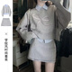 沐霓 小香風(fēng)衛(wèi)衣套裝女兩件套 運動春秋季小個子穿搭休閑裙子微胖顯瘦 衛(wèi)衣短裙襯衫套裝【灰90-120斤】