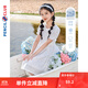 鉛筆俱樂(lè )部童裝2025夏裝新款女童連衣裙中大童裙子兒童收腰碎花裙 藍色 150 cm