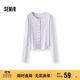 森馬（Semir）長(cháng)袖T恤女短款提花刺繡2025秋純棉蕾絲花邊修身開(kāi)衫109725101014