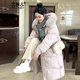 艾珠兒（Aizhuer）羽絨棉服女2024冬季新款好看中長(zhǎng)款韓系加厚棉襖大毛領(lǐng)棉衣外套潮 粉色 L（建議120-135斤）