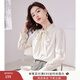 香影（xiangying）雪紡襯衫女長(cháng)袖2025秋季新款米白法式上衣通勤蝴蝶結飄帶襯衣 米色 M
