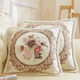 睿爸歐式抱枕靠墊靠枕床頭靠背腰枕中式沙發(fā)座椅客廳辦公室靠墊套拆洗 米白-紅色花 60*60cm單抱枕套