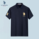 U.S. POLO ASSN.US保羅短袖polo衫男條紋薄款商務翻領(lǐng)polo領(lǐng)衫修身百搭上衣男裝 藏青【純棉】101 XL 175（135-145斤左右）