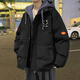 WASSUP UOSNE美式潮牌棉服男女款秋冬季寬松假兩件羽加厚絨服青少年棉衣外套男 黑色（BA23） XL (推薦體重130-150斤）