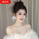 暖玥熙新款白色羽毛銀針耳釘耳環(huán)女輕奢新娘蝴蝶流蘇不對稱婚紗禮服耳飾 模特同款耳環(huán)(1對)銀針
