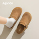 奧古獅登（Agsdon）勃肯半拖鞋女春季新款厚底皮帶扣包頭外穿時(shí)尚百搭拖鞋 栗色 36