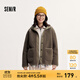 森馬（Semir）外套女冬季夾棉仿麂皮仿羊羔毛拼接寬松連帽簡(jiǎn)約慵懶復古夾克 咖色調00355 M