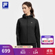 FILA 斐樂(lè )官方女士針織連帽外套2025秋新款健身運動(dòng)防曬上衣運動(dòng)夾克 深黑-BK L 170/88A/L