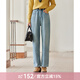 謎秀高腰加絨加厚牛仔褲女直筒2025冬季褲子寬松顯瘦加絨長(zhǎng)褲子女 淺藍(lán)色 L
