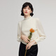 歌莉婭天絲毛衣女秋冬2025新款花邊半高領(lǐng)內搭針織上衣1ENL5J060 05W米白 M