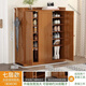 金祿緣鞋柜楠竹鞋架多層落地大容量玄關(guān)柜儲物柜落地帶門(mén)門(mén)口客廳帶靴位 【加高加厚】三門(mén)七層【平板款】
