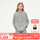 ELLE KIDS童裝 假日風(fēng)春夏季女童撞色字母刺繡寬松落肩版華夫格休閑長(cháng)袖T恤 灰色 165 （M）