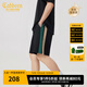 卡賓（CABBEEN）【柔軟彈力】潮牌拼接刺繡休閑短褲男2024夏季新款寬松五分褲 煤黑色01 L /50/175