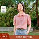 茵曼（INMAN）【純棉】百搭壓褶刺繡翻領(lǐng)襯衫女裝2025夏季新款泡泡袖襯衣上衣 淡粉色 XL