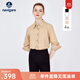 Navigare意大利小帆船長(cháng)袖襯衫女休閑方領(lǐng)春秋季衫衣寬松顯瘦通勤百搭襯衣 古巴沙 L