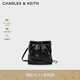 CHARLES&KEITH迷你菱格流浪包單肩斜挎雙肩包包女包生日禮物CK2-60782390 Black黑色 S