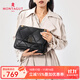 夢(mèng)特嬌（MONTAGUT）女包冬季七夕潮流羊皮郵差包菱格鏈條斜挎單肩腋下包 黑色